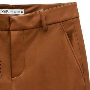 Zara Caramel Faux Leather Pants